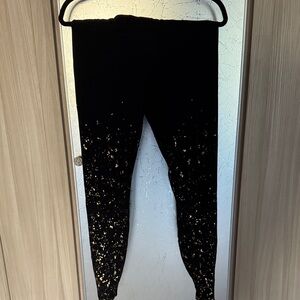Lululemon Black and Gold Splatter Leggings